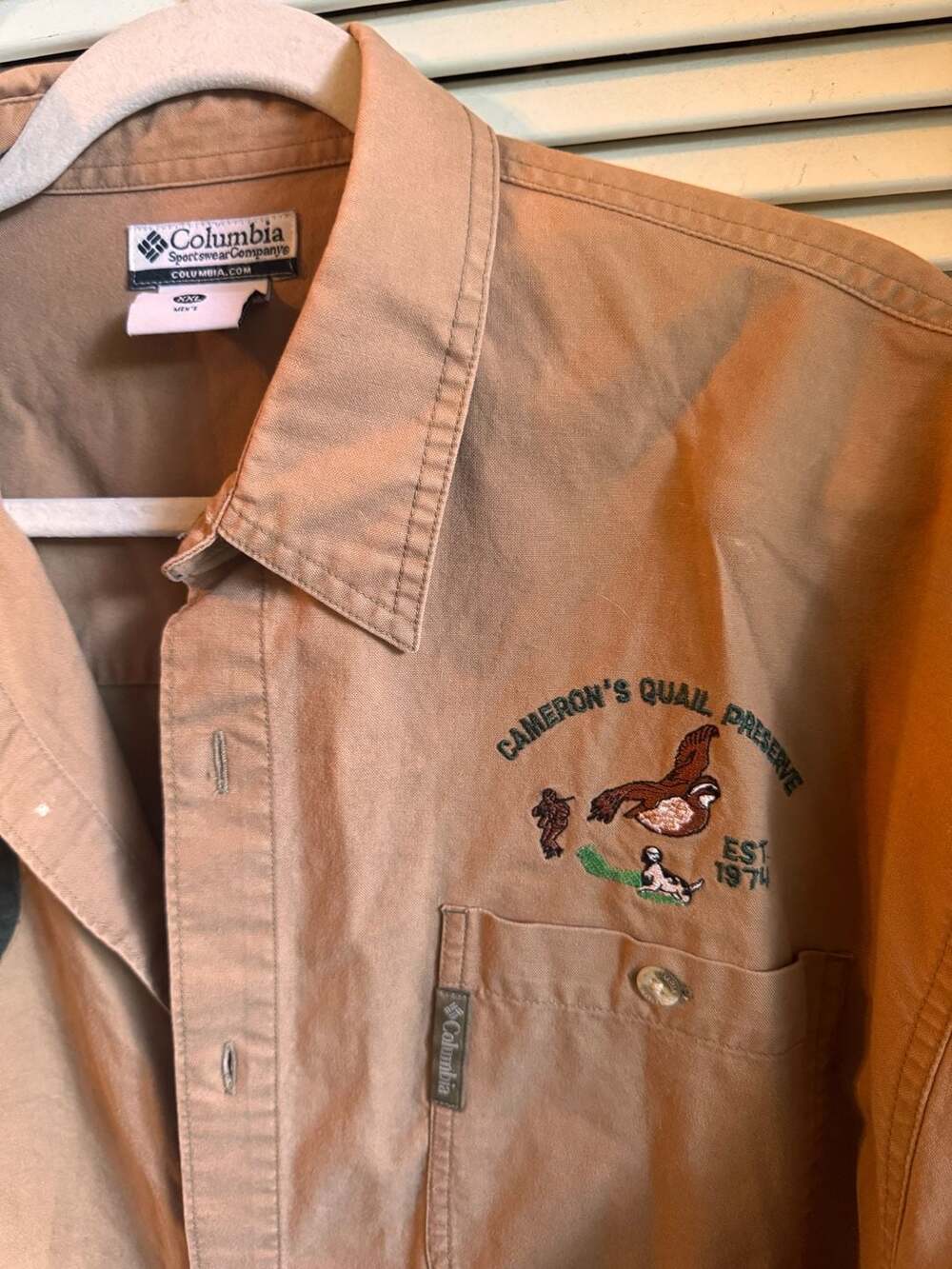 Vintage Columbia Sportswear Company Button Down Shooting Shirt XXL Tan Cameron's